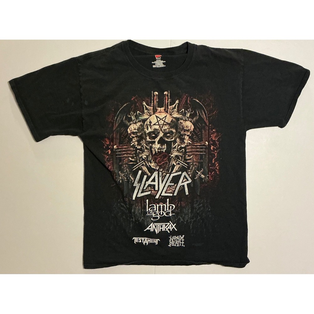 Slayer World Tour 2018 Band Anthrax Lamb of God Testament Metal Blk Mens M‎